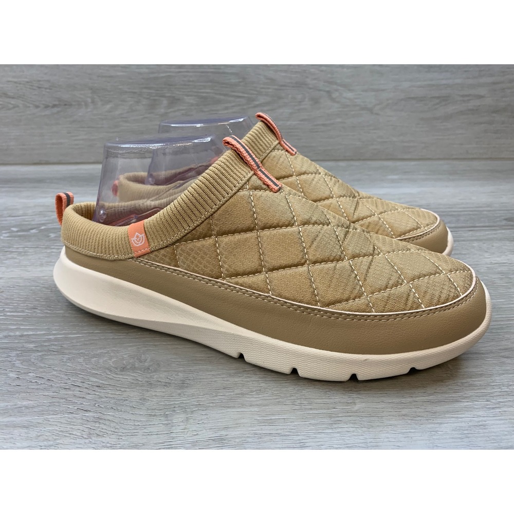 Spenco Siesta Quilted Mule Sneakers Tan Coral Slip On Orthotic Shoes Women's 10